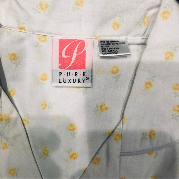 Vtg Pure Luxury White & Yellow Pajama Set Sz S - Picture 4 of 8